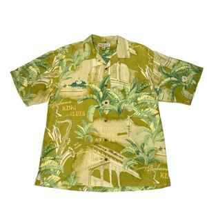 Tommy Bahama Green Tropical Print Silk Men's Shirt